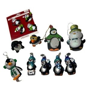 Penguin X-Mas Lot 13: 4 Mini Ornaments 1 Pez 1 Bath Toy 1 Picture Frame 6 Misc